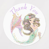 海の下の人魚あなたラベル感謝してい付き ラベル (デザイン1)
