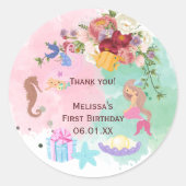 海の下の人魚ありがとうシール ラウンドシール (正面)