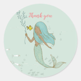 海の下の人魚ありがとうシール ラウンドシール