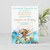 海の下の人魚かわいいアフリカのベビーガールパーティー 招待状 (スタンド正面)