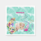 海の下の人魚かわいいナプキン スタンダードカクテルナプキン (正面)