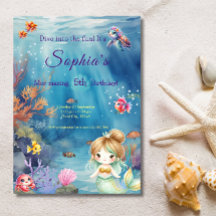 海の下の人魚がおもしろい誕生日パーティーに飛び込む