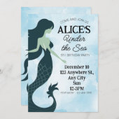 海の下の人魚が5 5誕生日にダイブ 招待状 (正面/裏面)