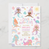 海の下の人魚が5 5誕生日にダイブ 招待状 (正面)