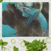 海の下の人魚とイルカ キッチンタオル (折り畳み)