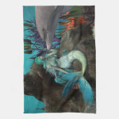 海の下の人魚とイルカ キッチンタオル (縦)