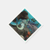 海の下の人魚とイルカ スタンダードカクテルナプキン (角)