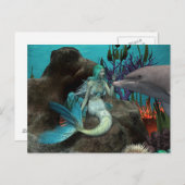 海の下の人魚とイルカ ポストカード (正面/裏面)