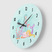 海の下の人魚とクラゲ ラージ壁時計 (傾斜)