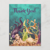 海の下の人魚と海馬ビーチありがとう ポストカード (正面)