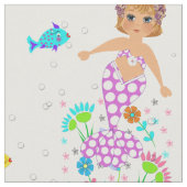 海の下の人魚と魚かわいい女 ファブリック (クローズアップ)