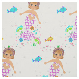 海の下の人魚と魚かわいい女 ファブリック