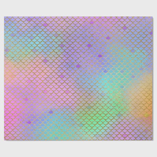 海の下の人魚によってはかりで測られるPearlescent虹 ラッピングペーパー (フラット)