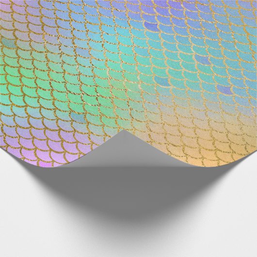 海の下の人魚によってはかりで測られるPearlescent虹 ラッピングペーパー (角)