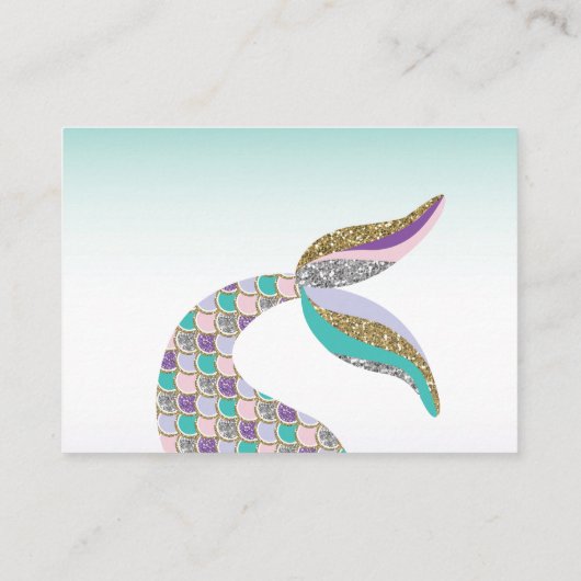 海の下の人魚のおむつのラッフルのベビーシャワー エンクロージャーカード (裏面)