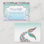 海の下の人魚のおむつのラッフルのベビーシャワー エンクロージャーカード (正面/裏面)