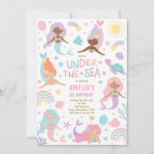 海の下の人魚のお洒落第1の誕生日パーティー 招待状 (正面)