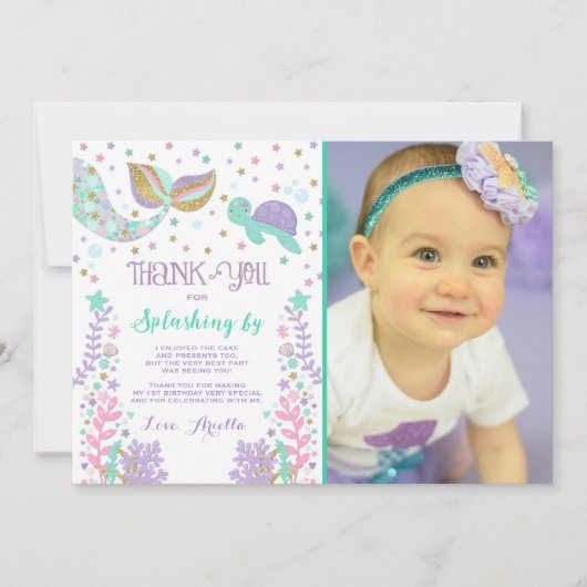 海の下の人魚のサンキューカードは感謝していしています サンキューカード (正面)