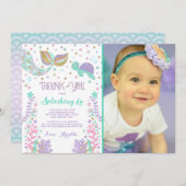 海の下の人魚のサンキューカードは感謝していしています サンキューカード (正面/裏面)