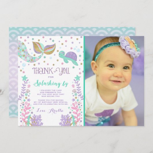 海の下の人魚のサンキューカードは感謝していしています サンキューカード (正面/裏面)