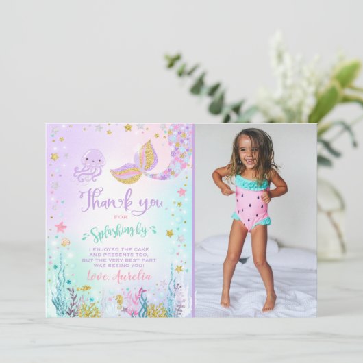 海の下の人魚のサンキューカードは感謝していしています サンキューカード (スタンド正面)