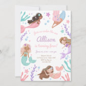 海の下の人魚のスプラッシュ誕生日 招待状 (正面)