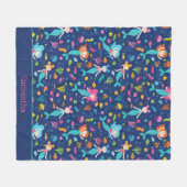 海の下の人魚のパーソナライズされた女 フリースブランケット (正面(横))