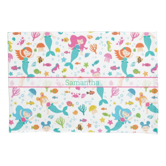 海の下の人魚のパーソナライズされた女 枕カバー (正面)