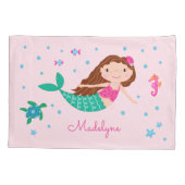 海の下の人魚のピンクパーソナライズされた色 枕カバー (裏面)