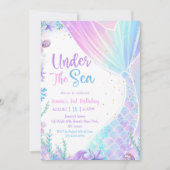海の下の人魚の三歳の誕生日パーティー 招待状 (正面)