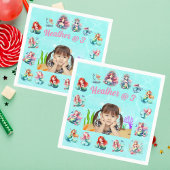 海の下の人魚の写真子供の誕生日パーティー スタンダードカクテルナプキン