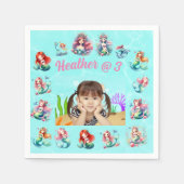 海の下の人魚の写真子供の誕生日パーティー スタンダードカクテルナプキン (正面)