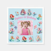 海の下の人魚の写真子供の誕生日パーティー スタンダードカクテルナプキン (正面)