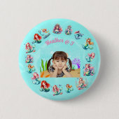 海の下の人魚の写真子供の誕生日パーティー 缶バッジ (正面)
