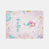 海の下の人魚の女のパーソナライズされた子 フリースブランケット (正面(横))