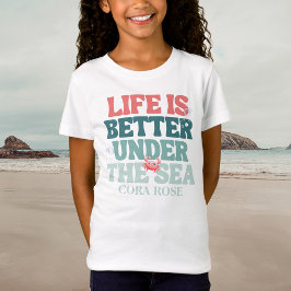 海の下の人魚の女の子の誕生日 Tシャツ