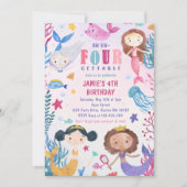 海の下の人魚の女の子4th誕生日パーティー 招待状 (正面)
