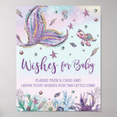 海の下の人魚の尾がベビーのサインを願う ポスター (正面)