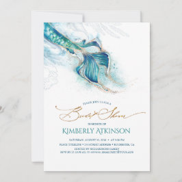 海の下の人魚の尾のブライズシャワー 招待状