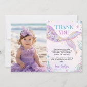 海の下の人魚の尾の誕生日写真 サンキューカード (正面)