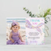 海の下の人魚の尾の誕生日写真 サンキューカード (スタンド正面)