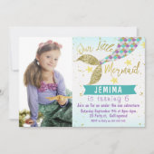 海の下の人魚の尾の誕生日招待状の写真 招待状 (正面)