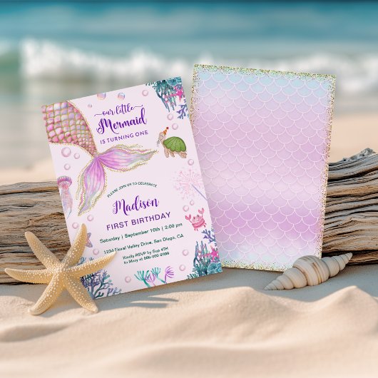 海の下の人魚の最初の誕生日パーティー 招待状