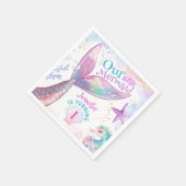 海の下の人魚の最初の誕生日ピンクの人魚 スタンダードカクテルナプキン (角)