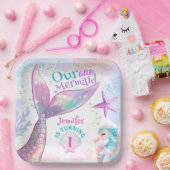 海の下の人魚の最初の誕生日ピンクの人魚 ペーパープレート (パーティー)