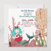 海の下の人魚の歌うサンゴ礁の誕生日 招待状 (正面)