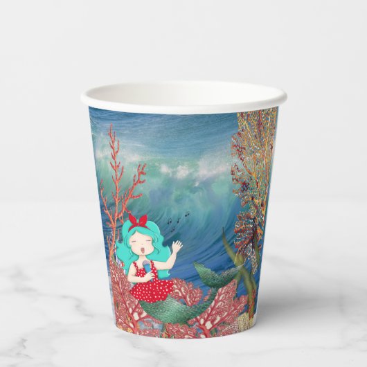 海の下の人魚の歌うサンゴ礁の誕生日 紙コップ (裏面)