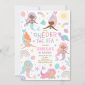 海の下の人魚の海のワンダーザ海の最初の誕生日 招待状 (正面)