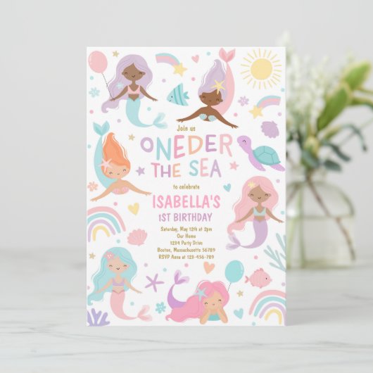 海の下の人魚の海のワンダーザ海の最初の誕生日 招待状 (スタンド正面)