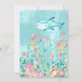 海の下の人魚の航海的な最初の誕生日 招待状 (裏面)